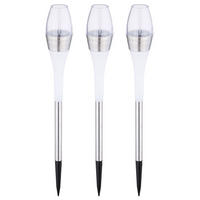 LED AUSSENLEUCHTE Solar Edelstahl Silber 3er Set - Silberfarben, Metall (6.7/6.7/55cm) - Globo Lighting