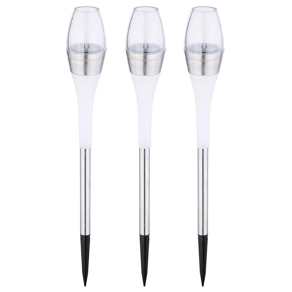LED AUSSENLEUCHTE Solar Edelstahl Silber 3er Set - Silberfarben, Metall (6.7/6.7/55cm) - Globo Lighting