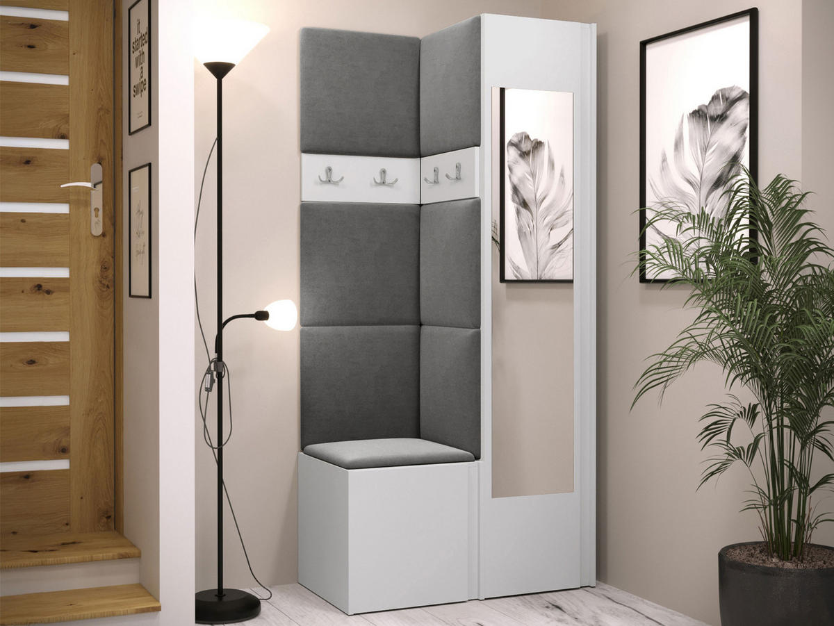 GARDEROBEN-SET Orion XXV - Weiß/Grau, Holzwerkstoff/Kunststoff (82/186/46cm) - MIRJAN24