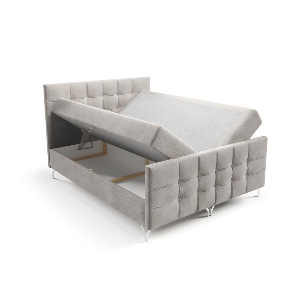 Thumbnail - Fun Möbel Boxbett, Grau, Textil, 160x200 cm, Schlafzimmer, Betten, Boxspringbetten