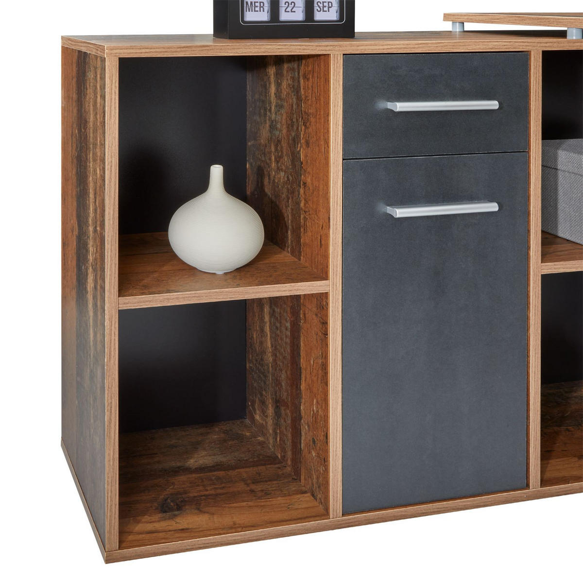 ECKSCHREIBTISCH DIEGO - Dunkelgrau/Dunkelbraun, Holzwerkstoff (122/120/75cm) - CARO-Möbel
