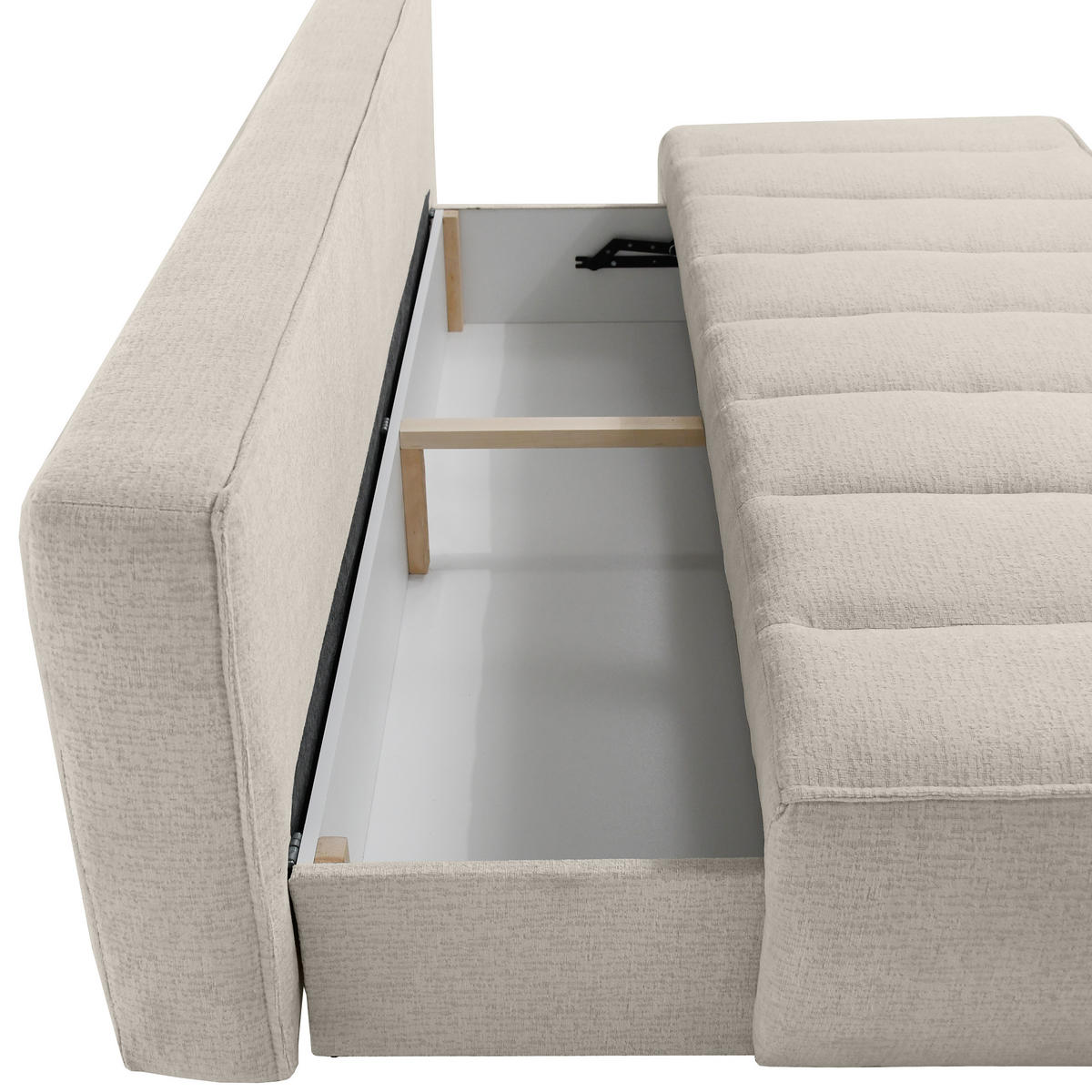 SCHLAFOSOFA Doris mit Schlaffunktion und Bettkasten, DL-System, Beige - Greige, Textil (210/88/100cm) - Beautysofa