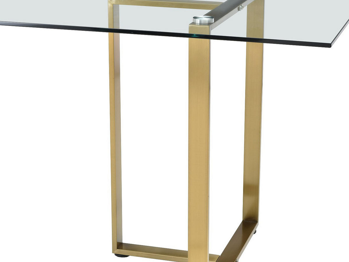 ESSTISCH für 6 Personen - Sicherheitsglas & Edelstahl - Transparent & Goldfarben - NILESA II - Transparent/Goldfarben, Glas (180/90/75cm) - Pascal Morabito