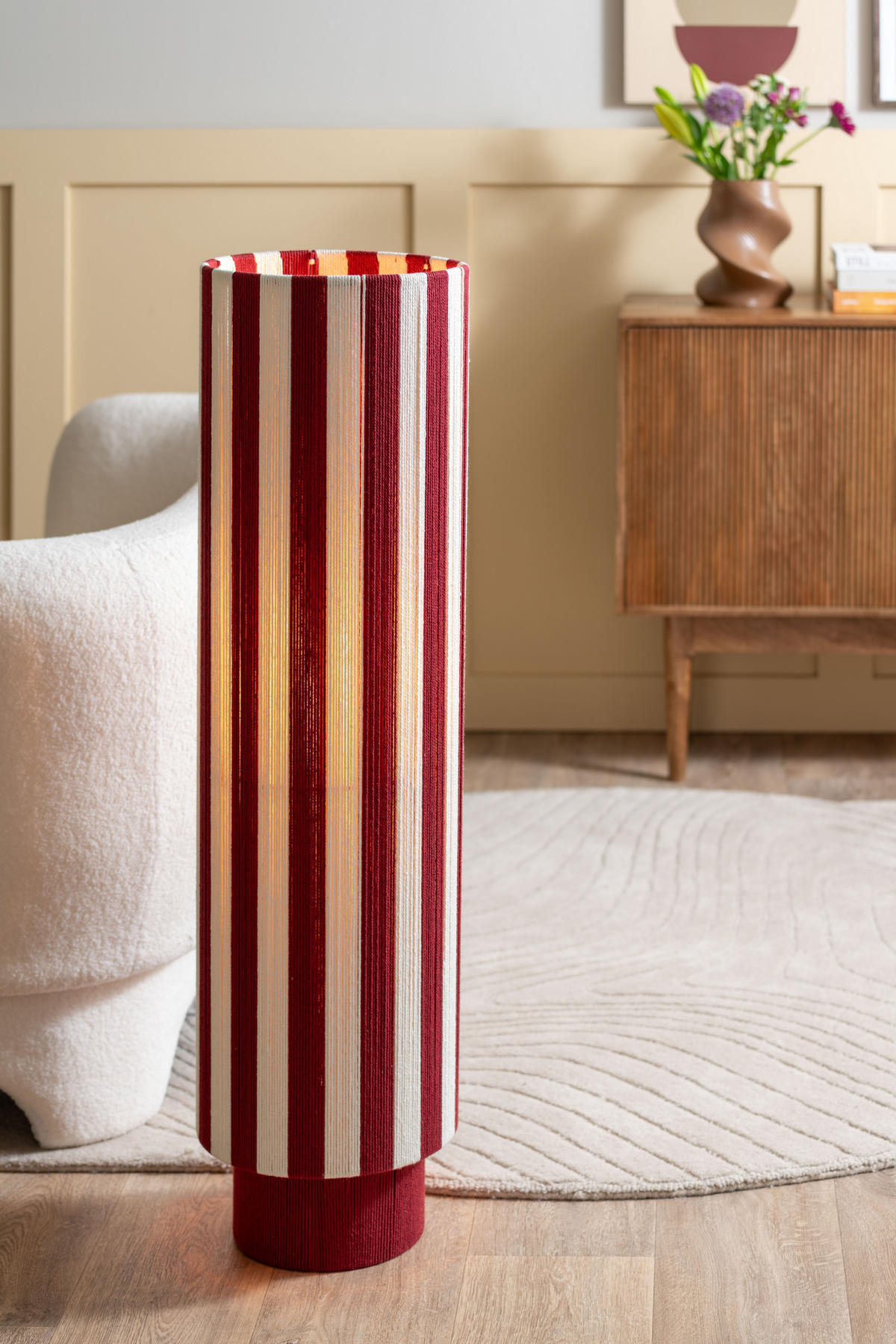 STEHLAMPE Vienna Stripes - Rot/Creme - 106 cm - Rot, Textil (28/28/106cm) - Leitmotiv