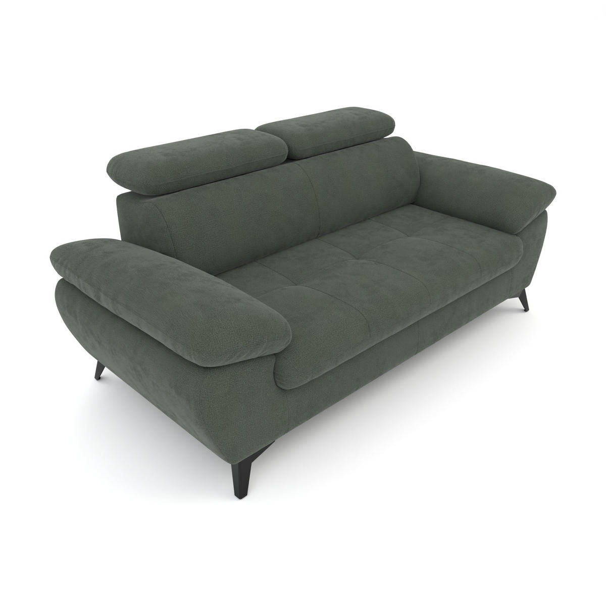 2,5-SITZER Karlstad Chenille Grün verstell. Kopfstützen B 194 cm - Waldgrün, Kunststoff/Textil (194/84/100cm) - foamnova