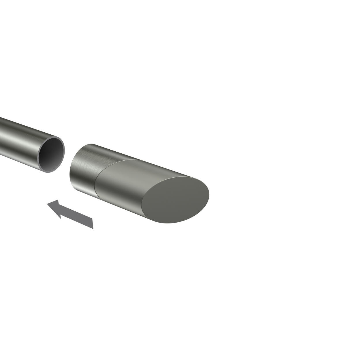 ENDSTÜCKE FÜR GARDINENSTANGEN 20 mm Ø, Verano Edelstahl-Optik/Satin-Silber, Packung 2 Stück - Edelstahlfarben/Silberfarben, Metall (6.1/2.5/2.5cm) - INTERDECO