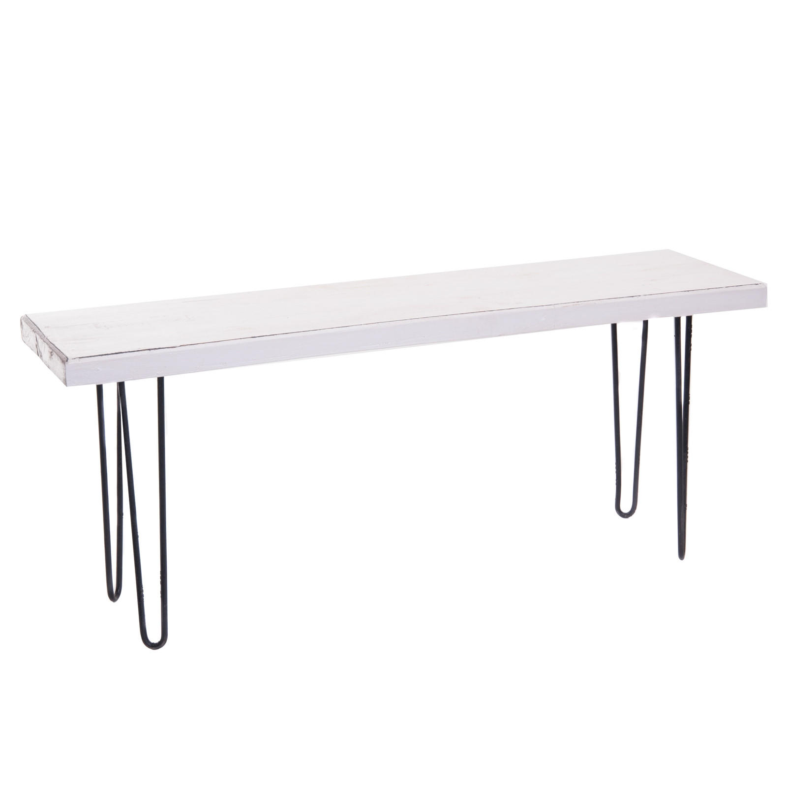 SITZBANK Bohle 120 Mahagoni Massivholz, Metallbeine 06 weiß-landhaus - Weiß, Holz (120/50/30cm) - DESIGN DELIGHTS