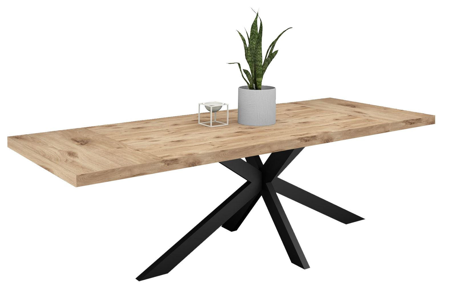 ESSTISCH Elgin 2 175-275x80x100 Holzwerkstoff Schwarz/Viking Oak - Eichefarben/Schwarz, Holzwerkstoff (175/100/80cm) - 58aufmkessel