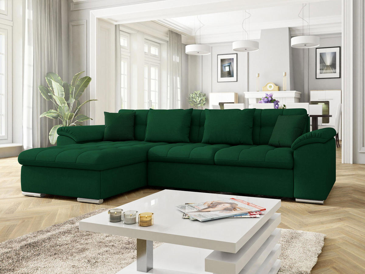 ECKSOFA Diana, Seite: Links - Waldgrün, Holz/Textil (280/160cm) - MIRJAN24