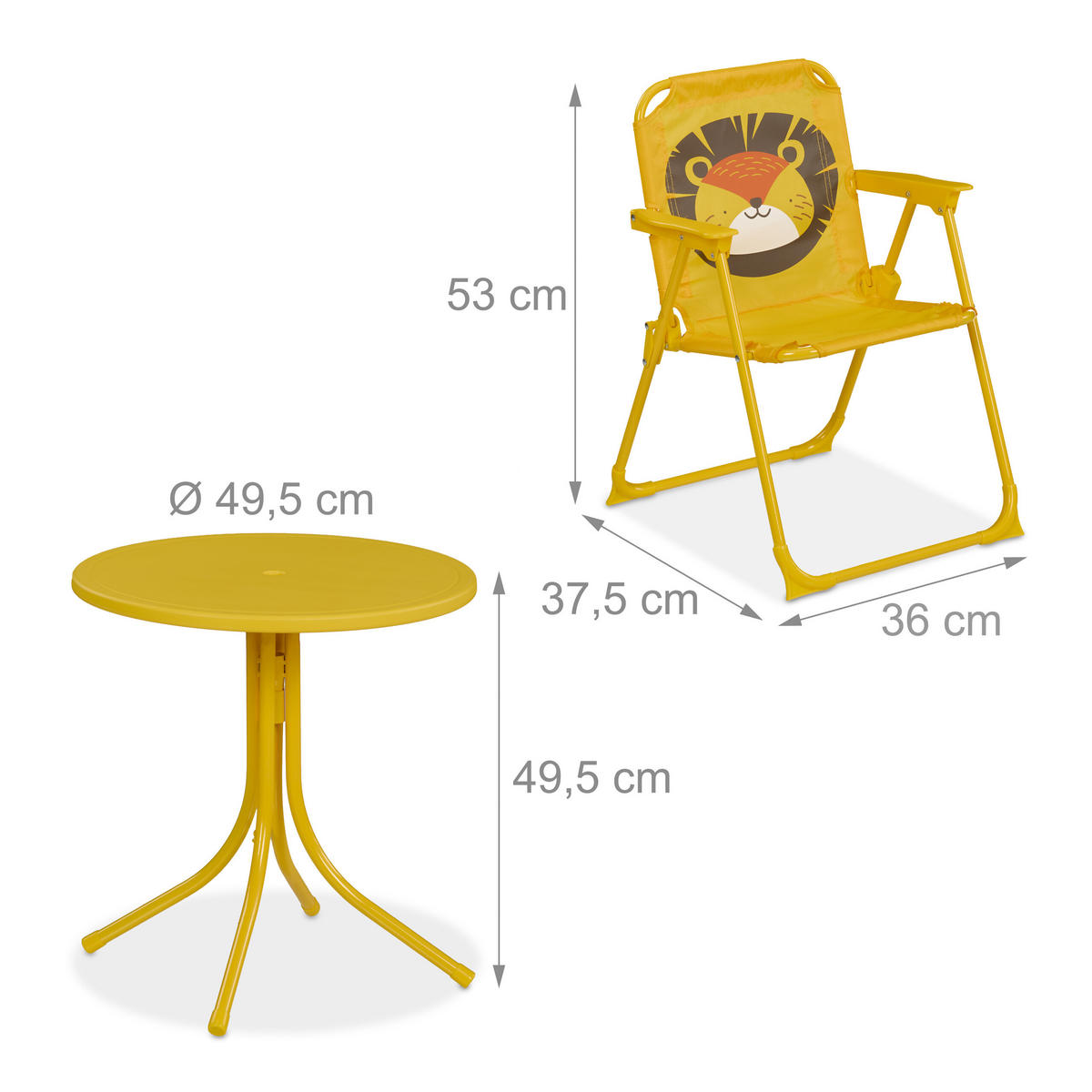 CAMPING-KINDERSITZGRUPPE - Gelb, Kunststoff/Textil - Relaxdays