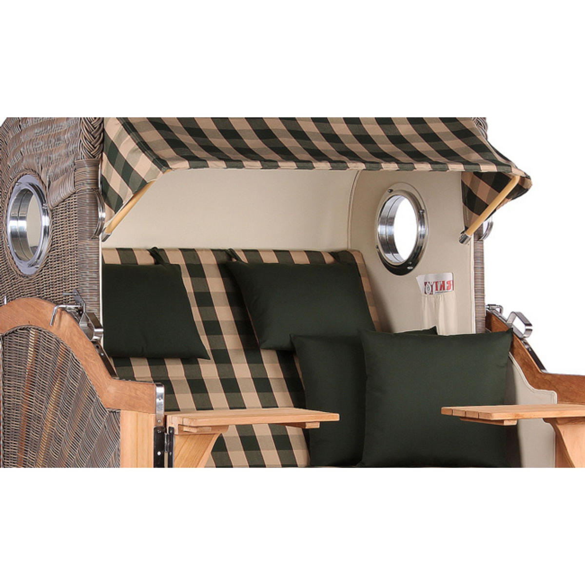 STRANDKORB Baltikum Teak 2,5 Sitzer - Braun/Grau, Holz/Metall (142/170/95cm) - Mr. Deko