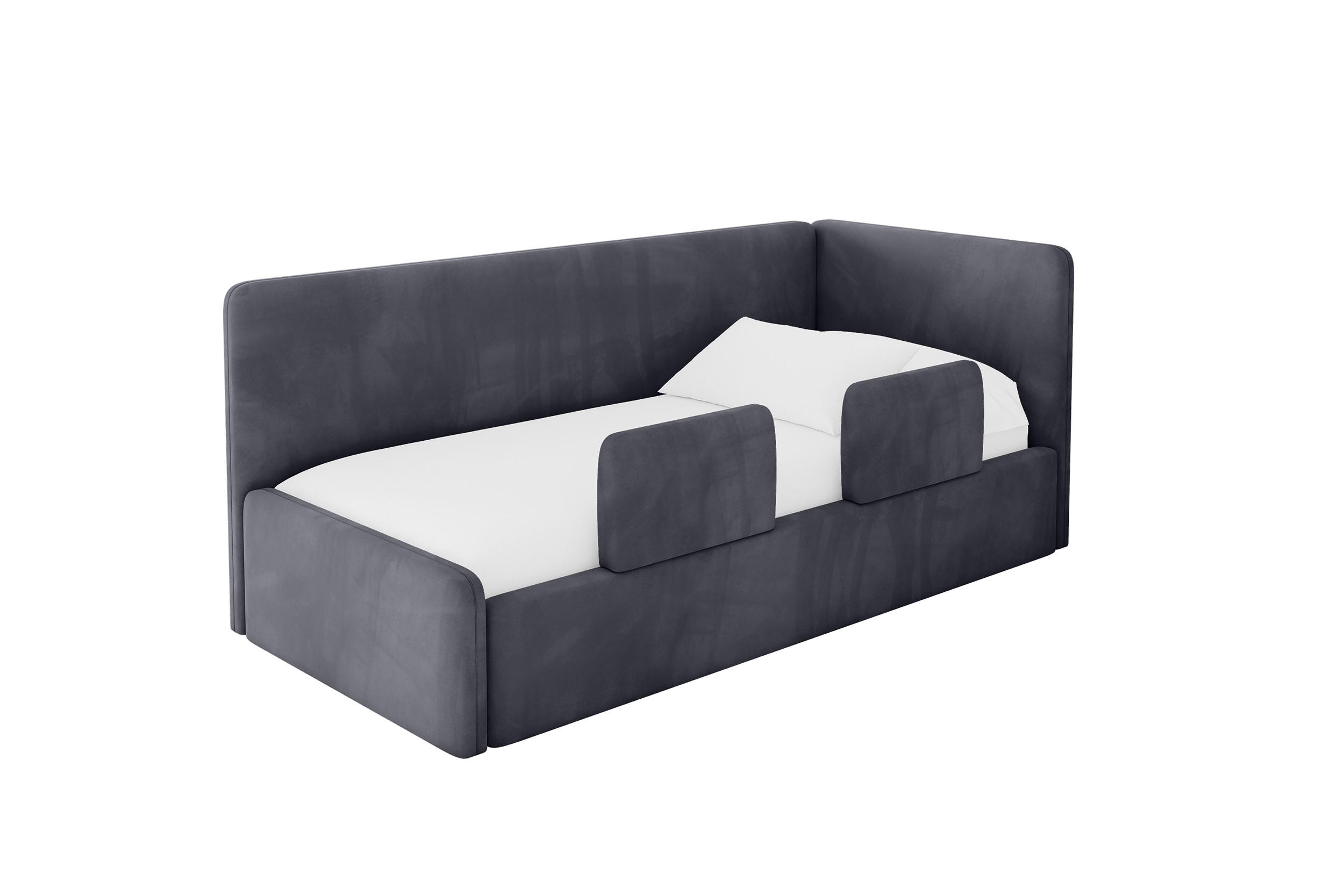 ALTDECOR JEDNOLŮŽKOVÁ POSTEL pro mládež s úložným prostorem, vlevo - NORY 100x200 tmavě šedá