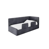 EINZELLBETT Jugendbett mit Bettkasten, Links - NORY 80x200 Dunkelgrau - Dunkelgrau, Holzwerkstoff/Textil (80/200cm) - ALTDECOR