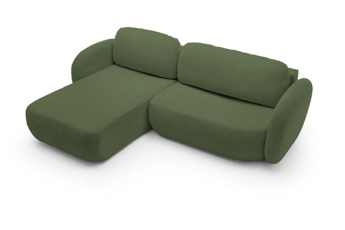 ECKSOFA OLIO L-Form Schlaffunktion mit Bettkasten, lose Rückenkissen, freistehend, LINKS 174x248 cm Green - Grün, Holz/Textil (174/248cm) - DomoHome