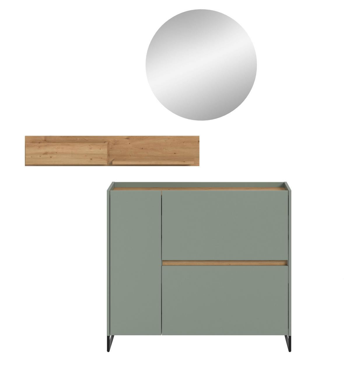 GARDEROBE Flow 3-tlg. (B/H/T: ca. 140/197/32 cm) in Salbei/Salbei - Salbeigrün, Holzwerkstoff (140/197/32cm) - Homes & Jones