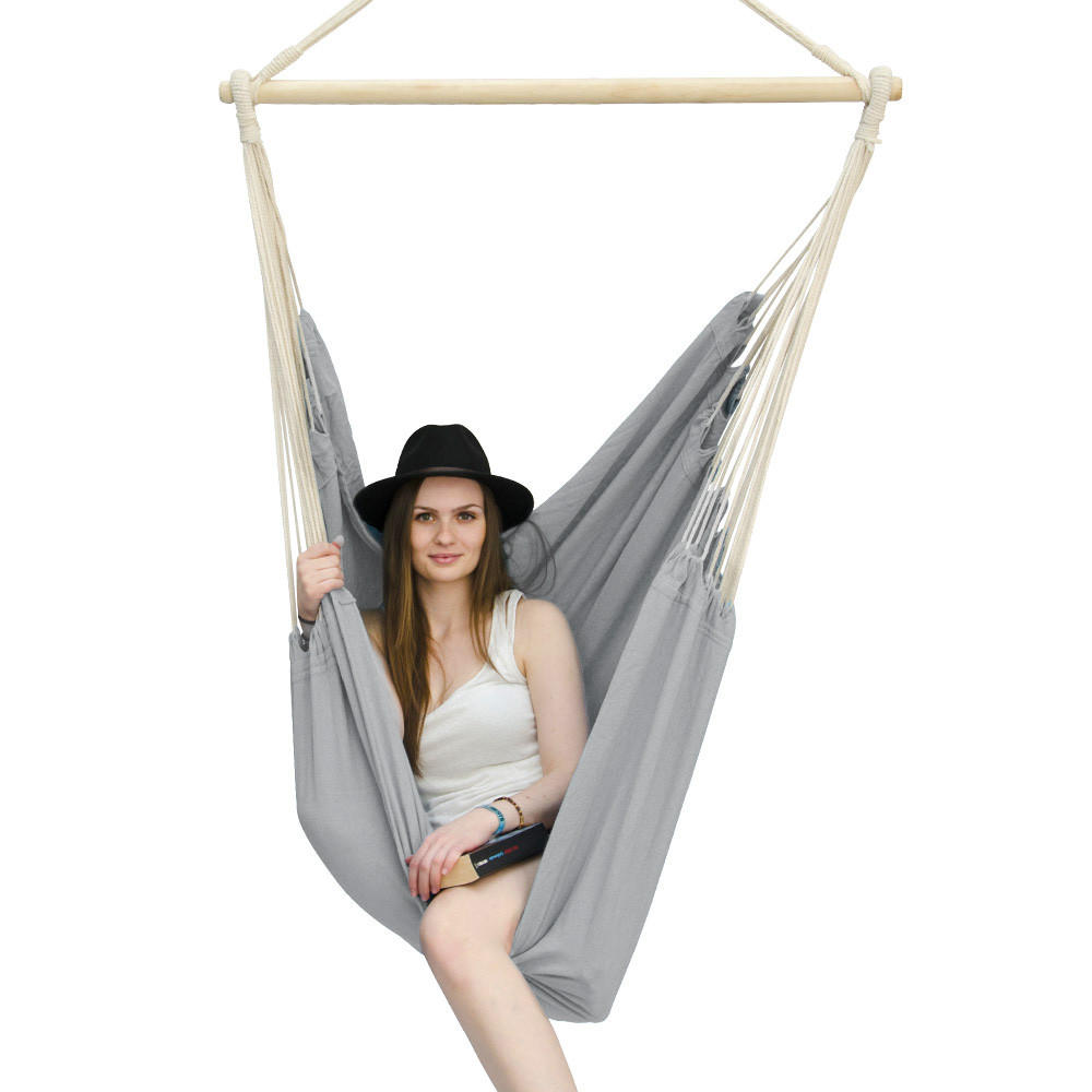 XXL HÄNGESESSEL 185/130 cm Belastbar bis 150 kg Grau - Grau, Textil (130/155/185cm) - Amanka
