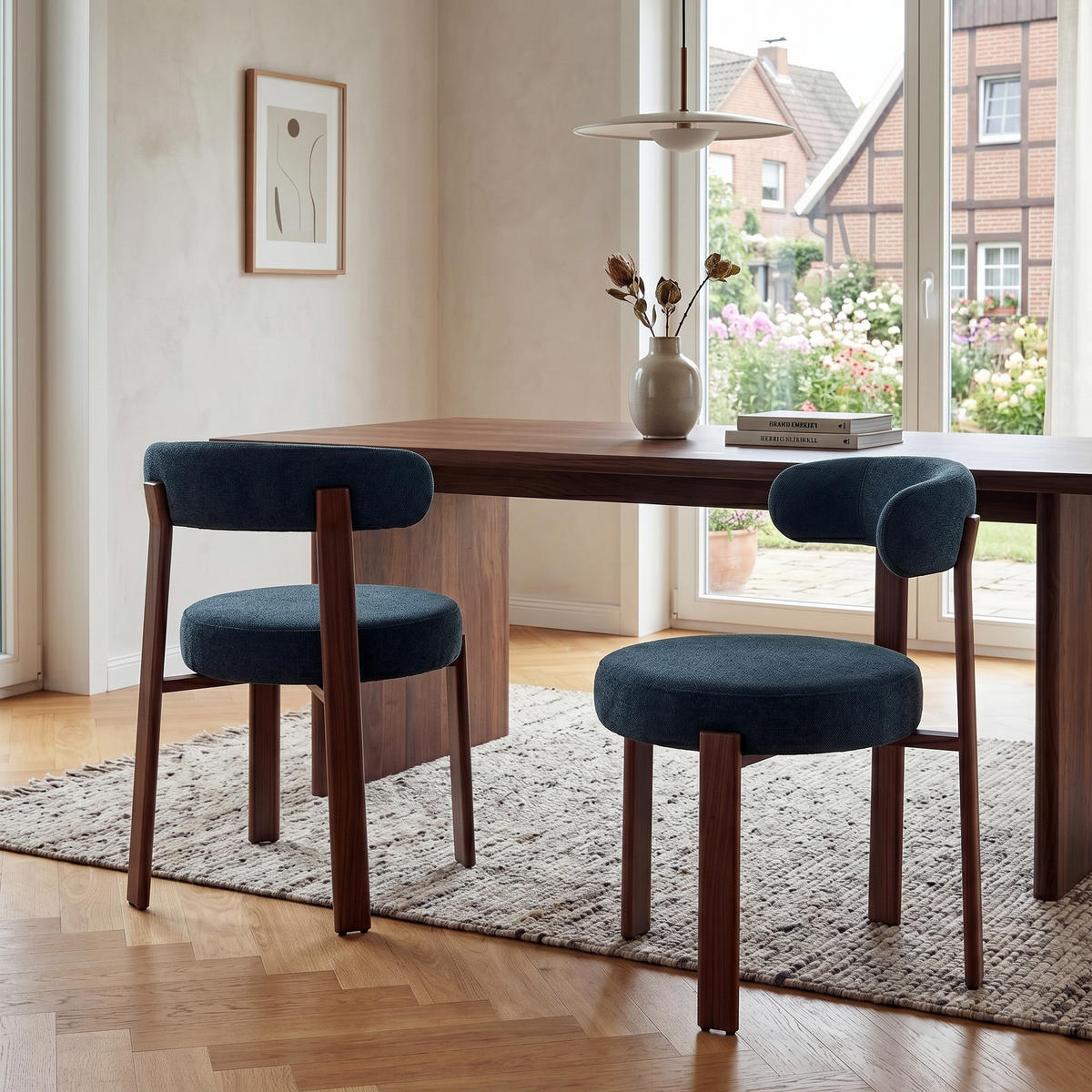 ESSZIMMERSTUHL 2ER-SET aus Stoff, mit ergonomischer Bügellehne - Schwarz, Textil (51.5/79/57cm) - Urban Meuble