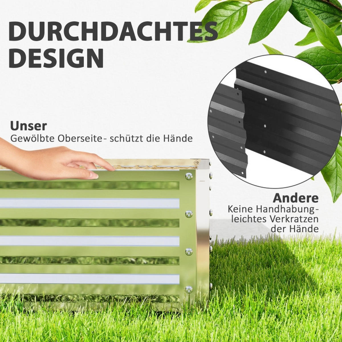 HOCHBEET 120/120/30 cm Silber (ohne Boden) - Silberfarben, Metall (120/30/120cm) - Oxeza