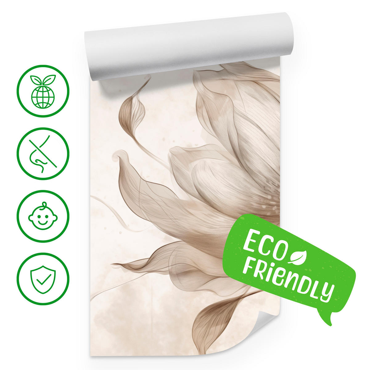 FOTOTAPETE für Wohnzimmer Abstrakte Blume 300x210 - Beige/Braun, Papier (300/210cm) - Muralo