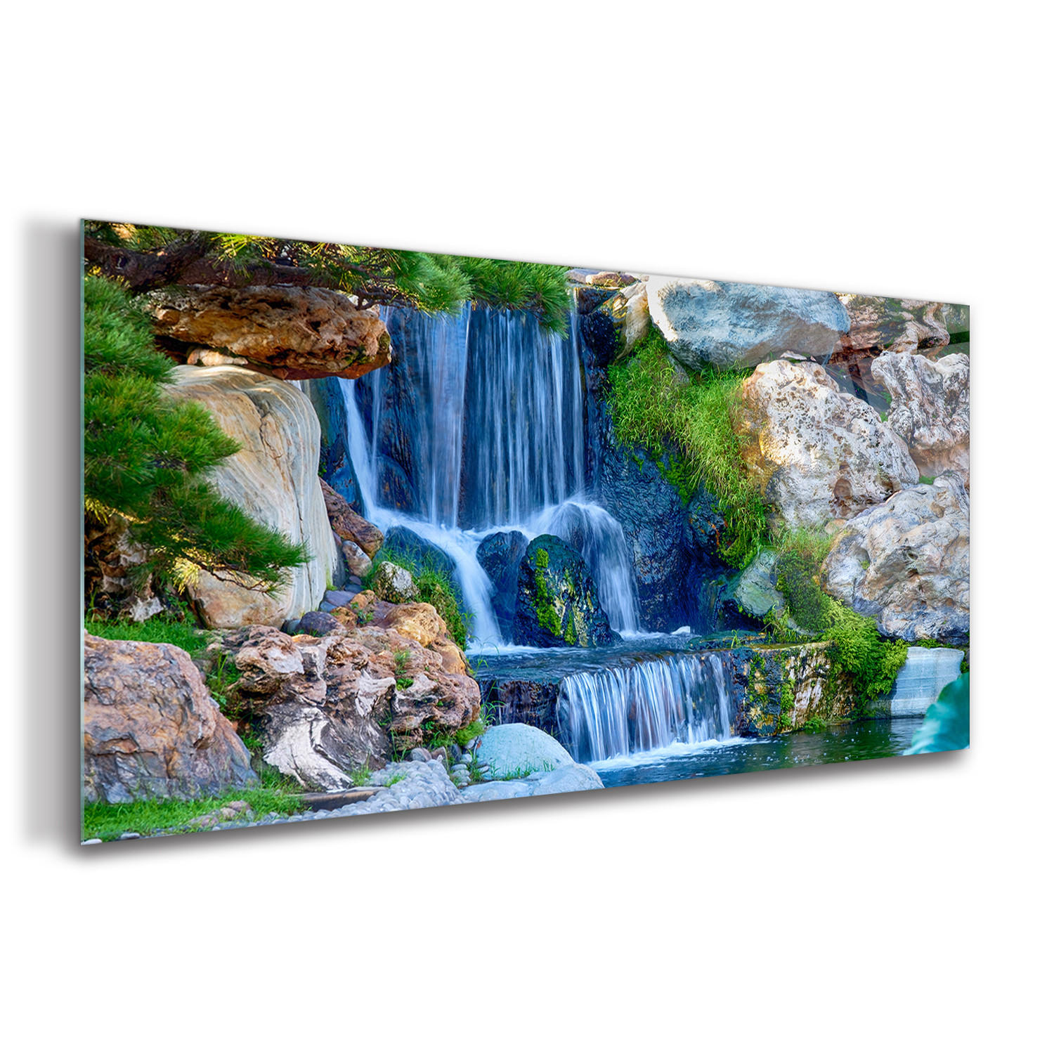GLASBILD 120x60 cm Landschaftspanorama - Blau/Grün, Glas (120/60cm) - TULUP