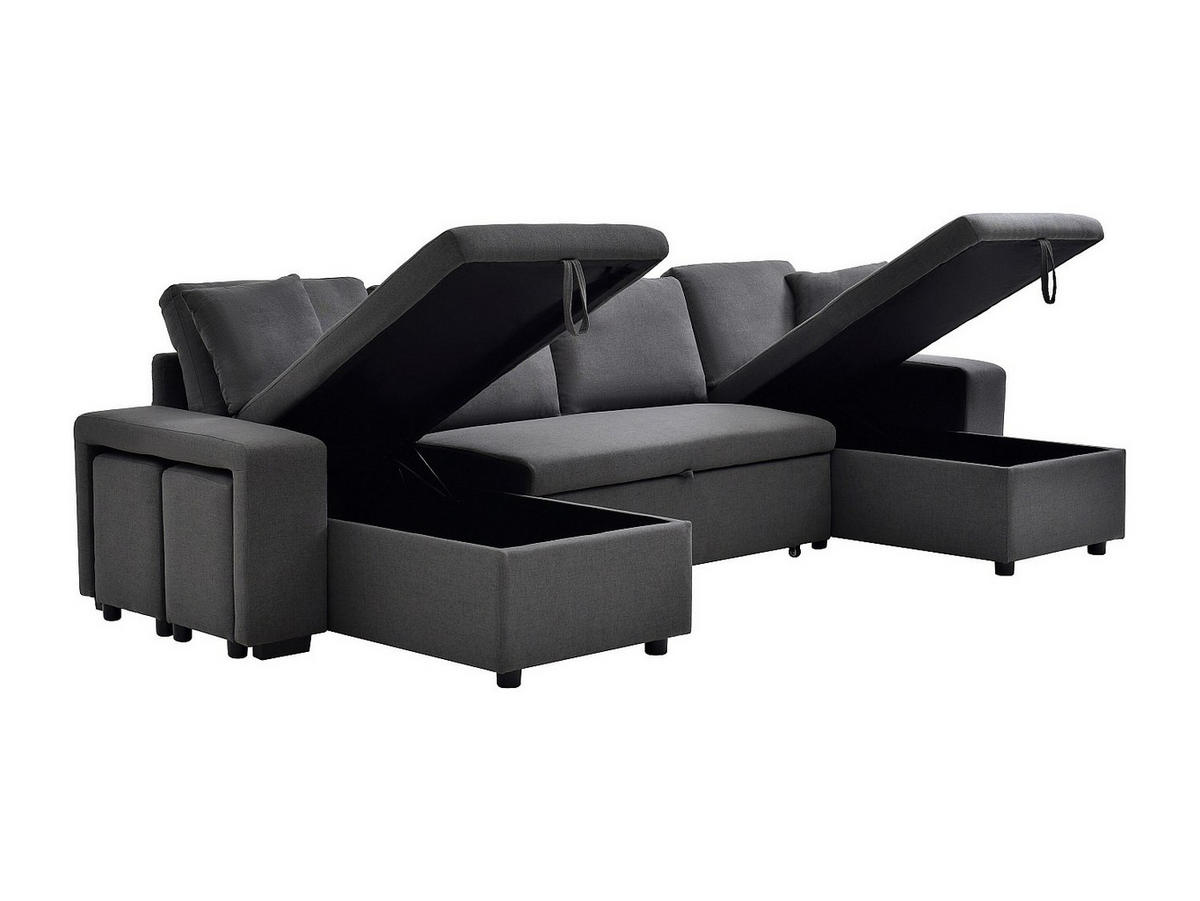 PANORAMA-ECKSOFA mit Schlaffunktion & Bettkasten + Sessel – Stoff - Anthrazitgrau – SELIM - Anthrazit, Textil (310/145cm) - Vente-Unique