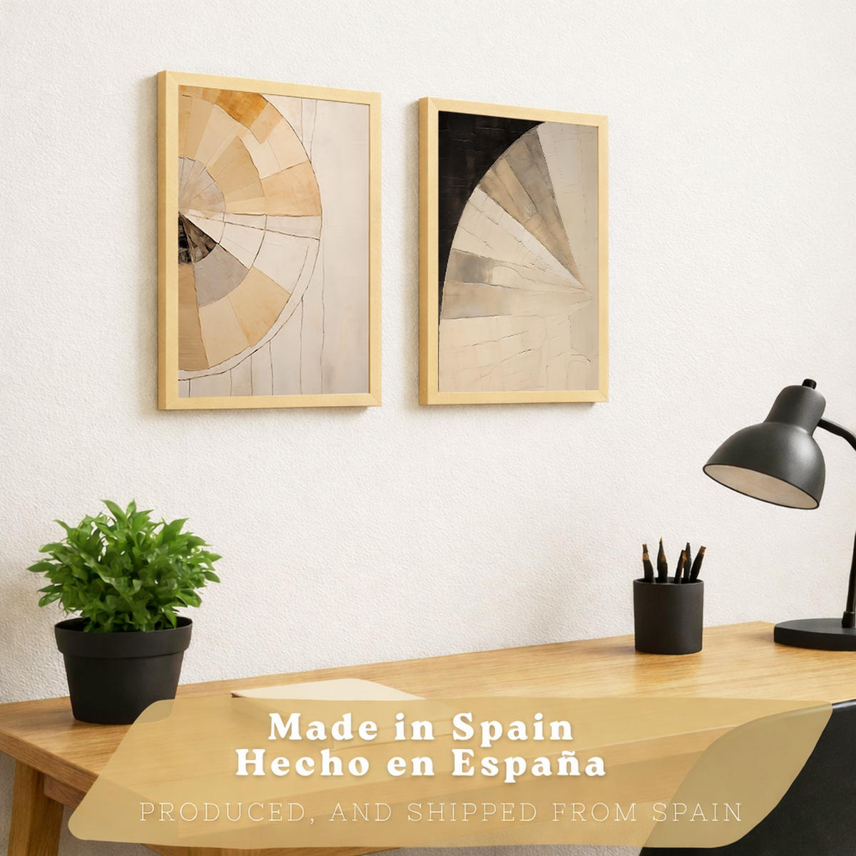 PLAKAT Sada 2 Black Abstract A4 Lehký dřevěný rám - béžová, papír (29.7/1/21cm) - Nacnic