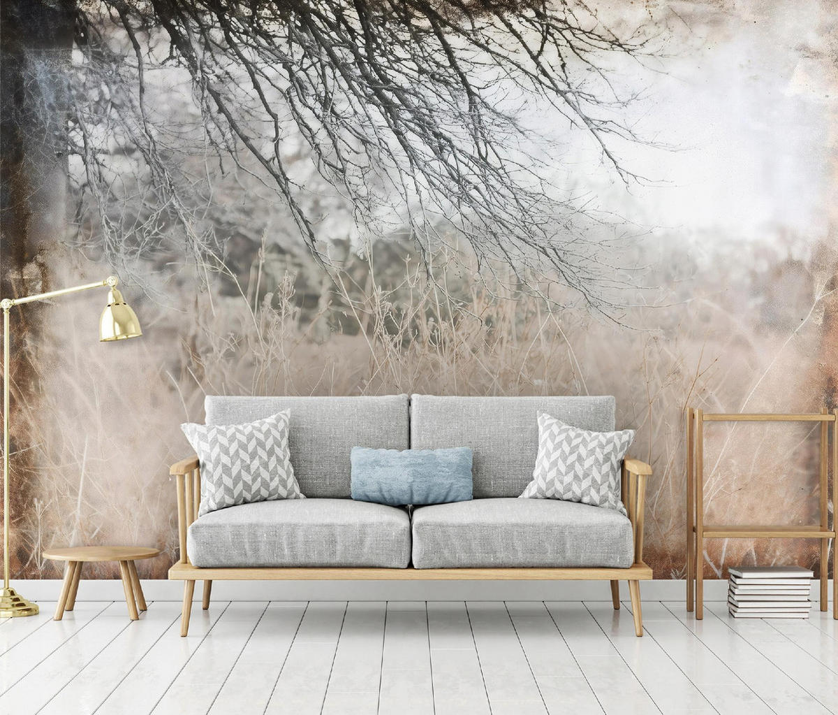 FOTOTAPETE Wiese Abstrakt Braun 250x175 cm - Multicolor, Papier (250/175cm) - Wallarena