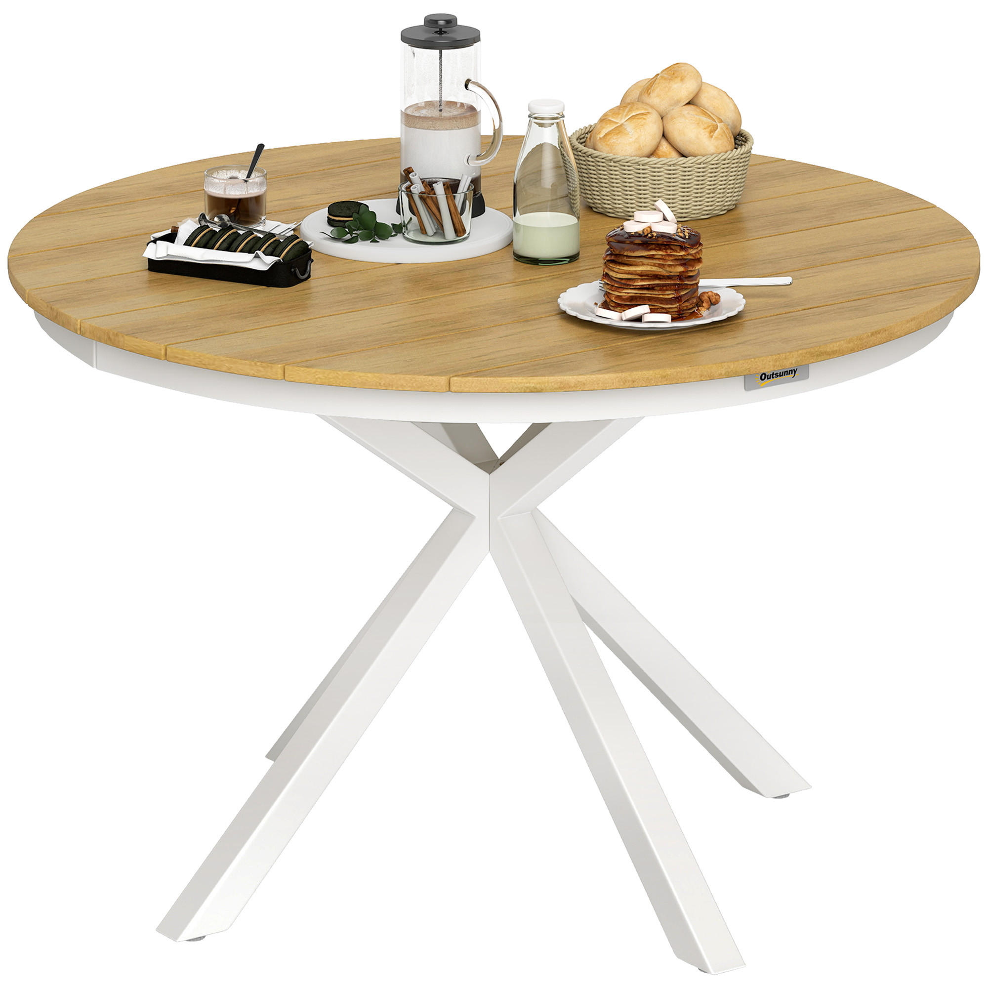GARTENTISCH DE-14143 rund Ø118 cm, mit Lattenrost Teak - Teakfarben, Metall (118/118/74cm) - ComfortXL