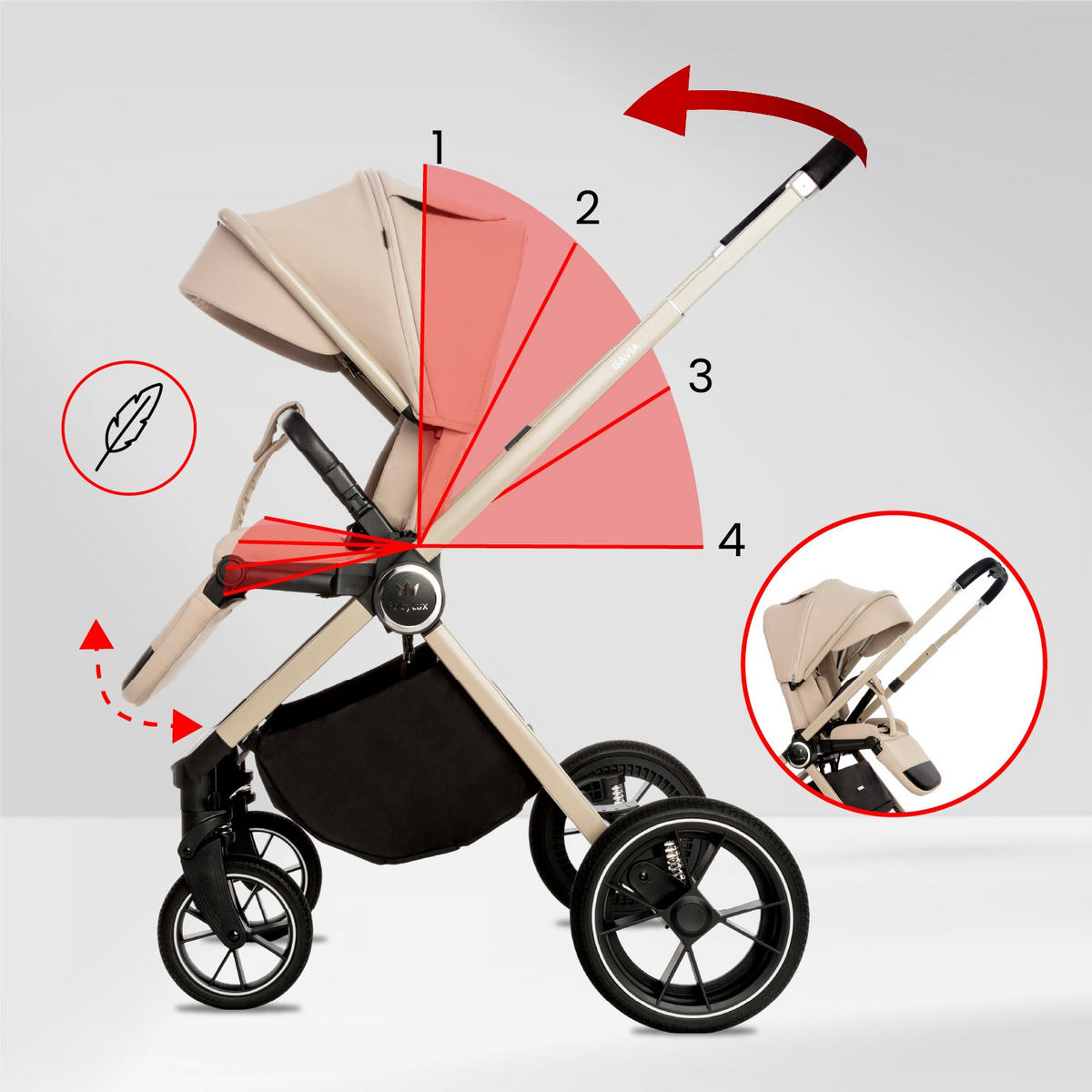 KINDERWAGEN Gavia 3in1 Brownie Babywanne, Buggy Sportsitz, Babyschale I-Size - Beige/Schwarz, Textil/Metall (58/99cm) - BabyLux
