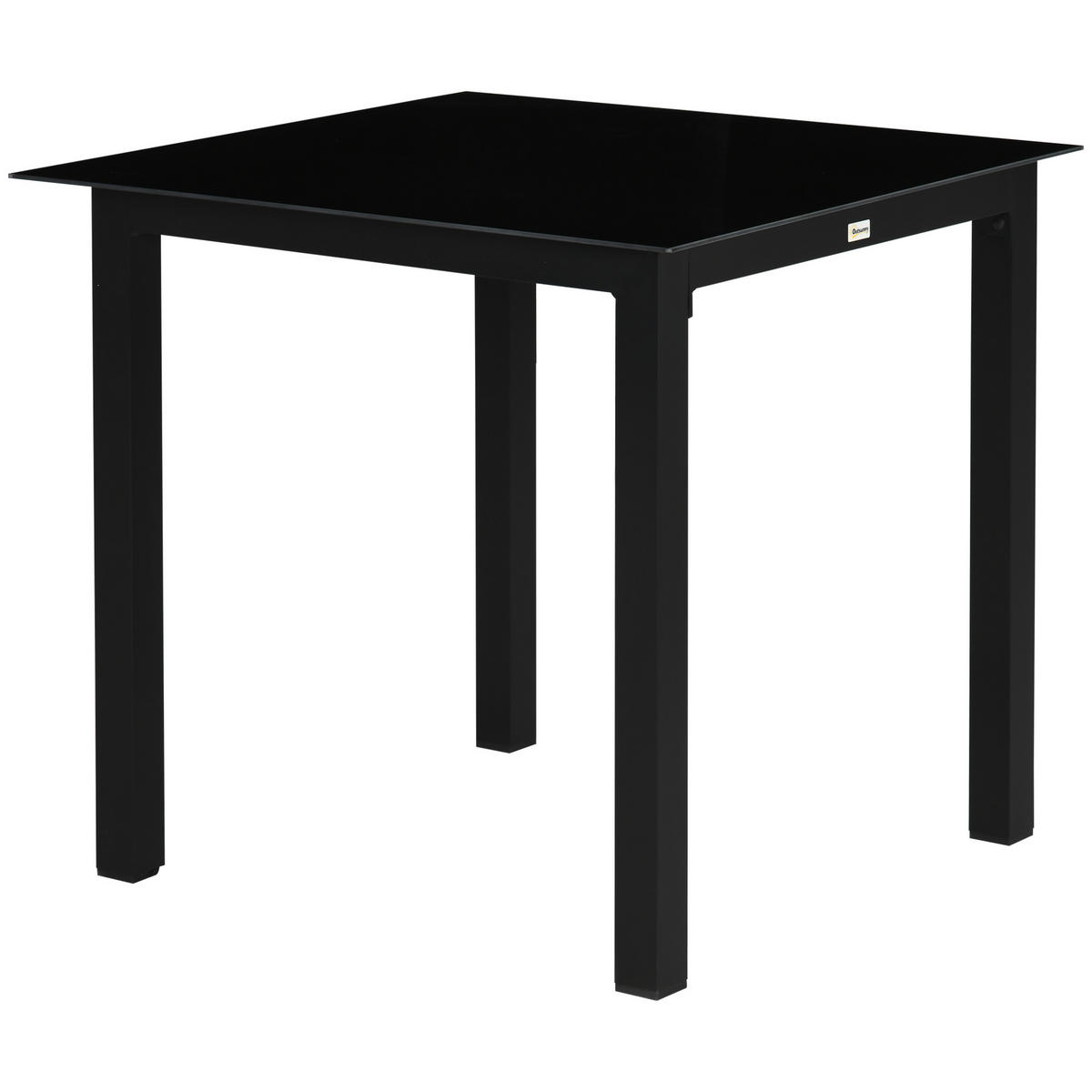 GARTENTISCH DE-07257 für 4 Personen mit Glasplatte Schwarz - Schwarz, Metall (80/80/74cm) - ComfortXL