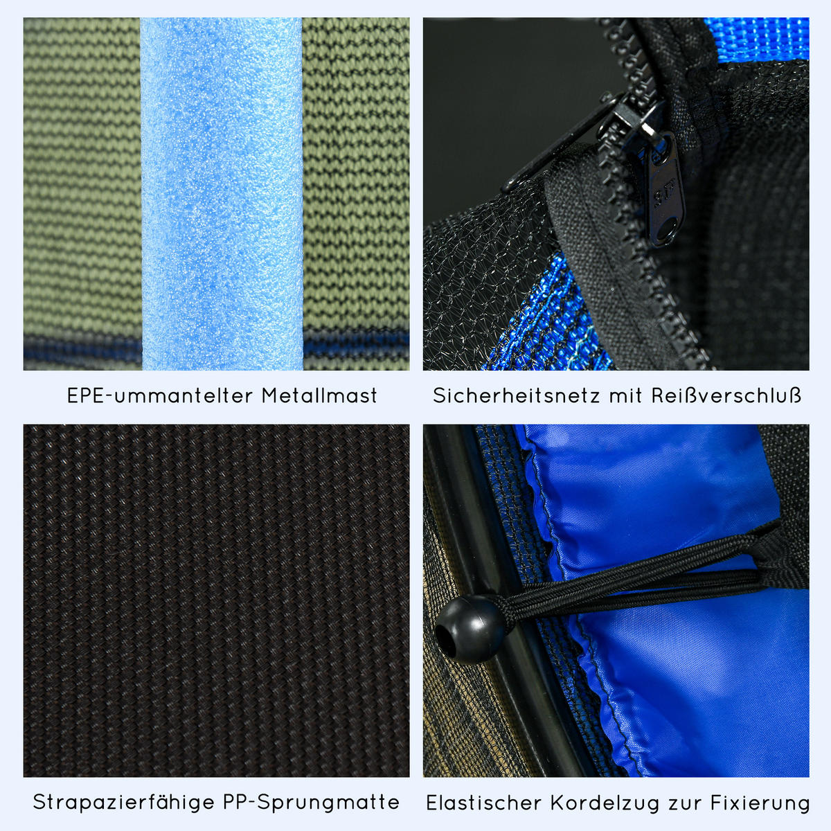KINDERTRAMPOLIN - Blau, Kunststoff/Metall (163/163cm) - HOMCOM