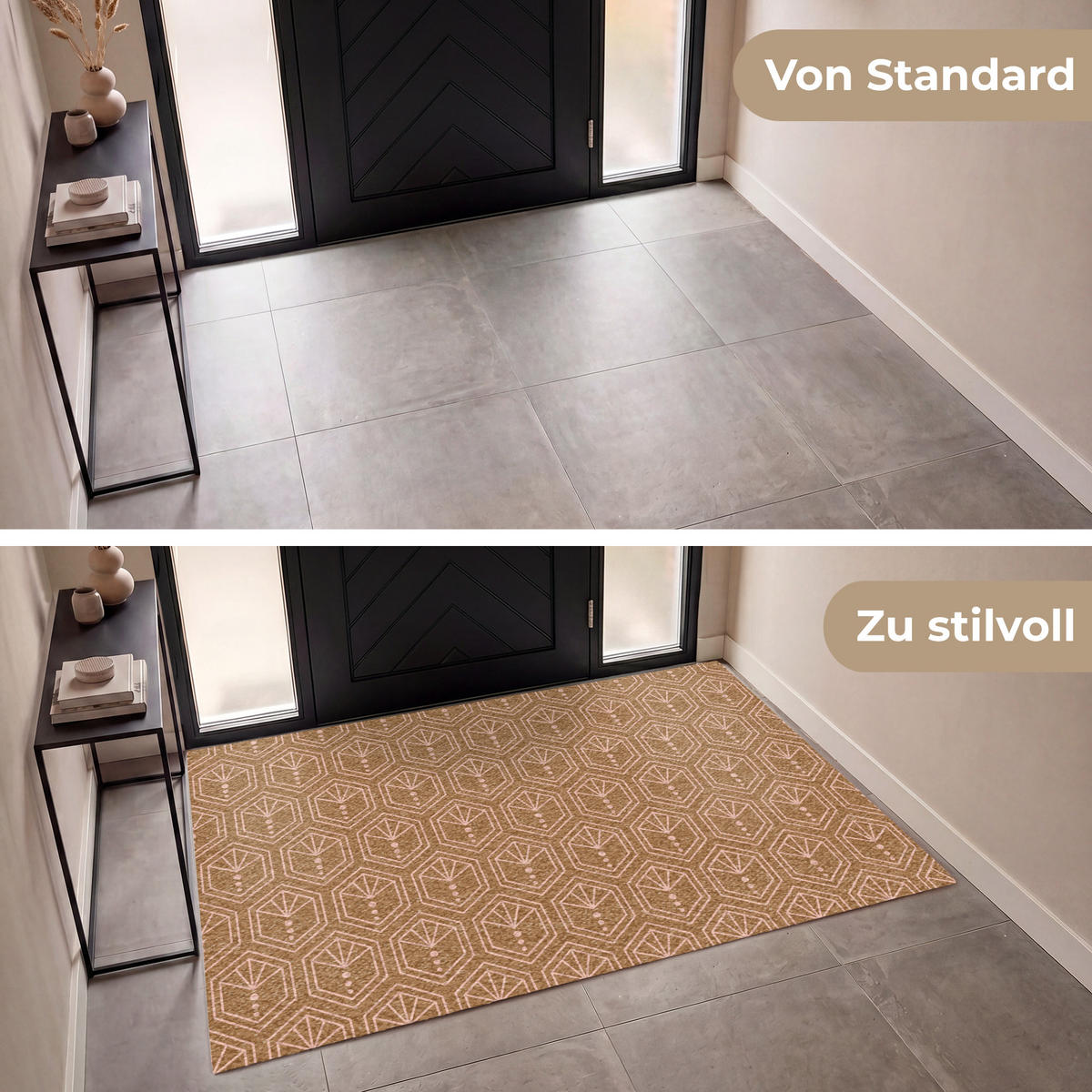 ROHOŽKA Hnedá - Ružová - Geometrické - Vzorované 180x120 cm - hnedá, plast (180/120cm) - MuchoWow