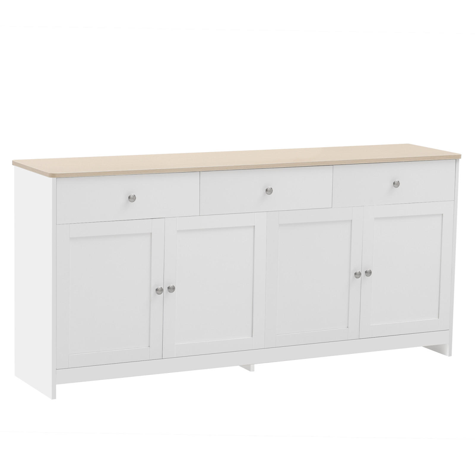SIDEBOARD 160x37x75 cm, 4 Türen, 3 Schubladen, Weiß - Weiß, Holz (160/75/37cm)