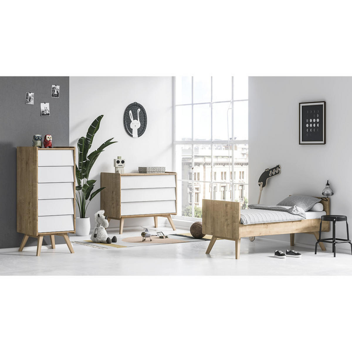 SOBA ZA BEBE 3-dijelni drvo i bijela - bijela, drvni materijal (145/103/75cm) - Petits-meubles