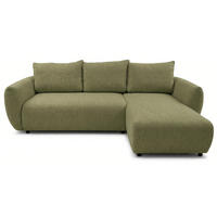 ROHOVÁ POHOVKA Zordo Olivový Žinylka Pravá Se Dvoma Úložnými Prostory - černá/olivově zelená, textil/plast (170/256cm) - Selsey