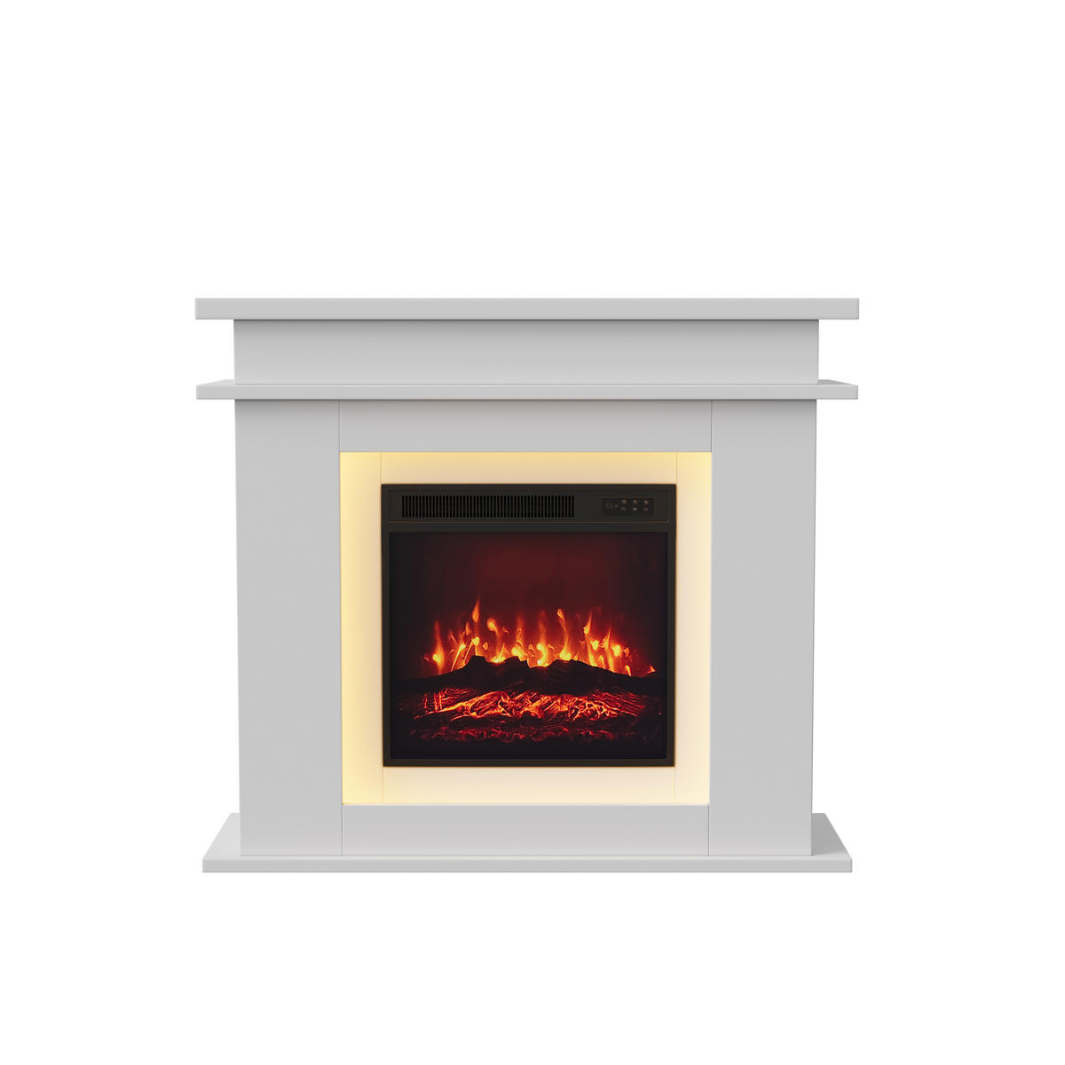 ELEKTROKAMIN freistehend 3D Flamme LED Dekokamin weiß - Weiß, Holz (34.5/88.8/101cm) - LEBENLANG