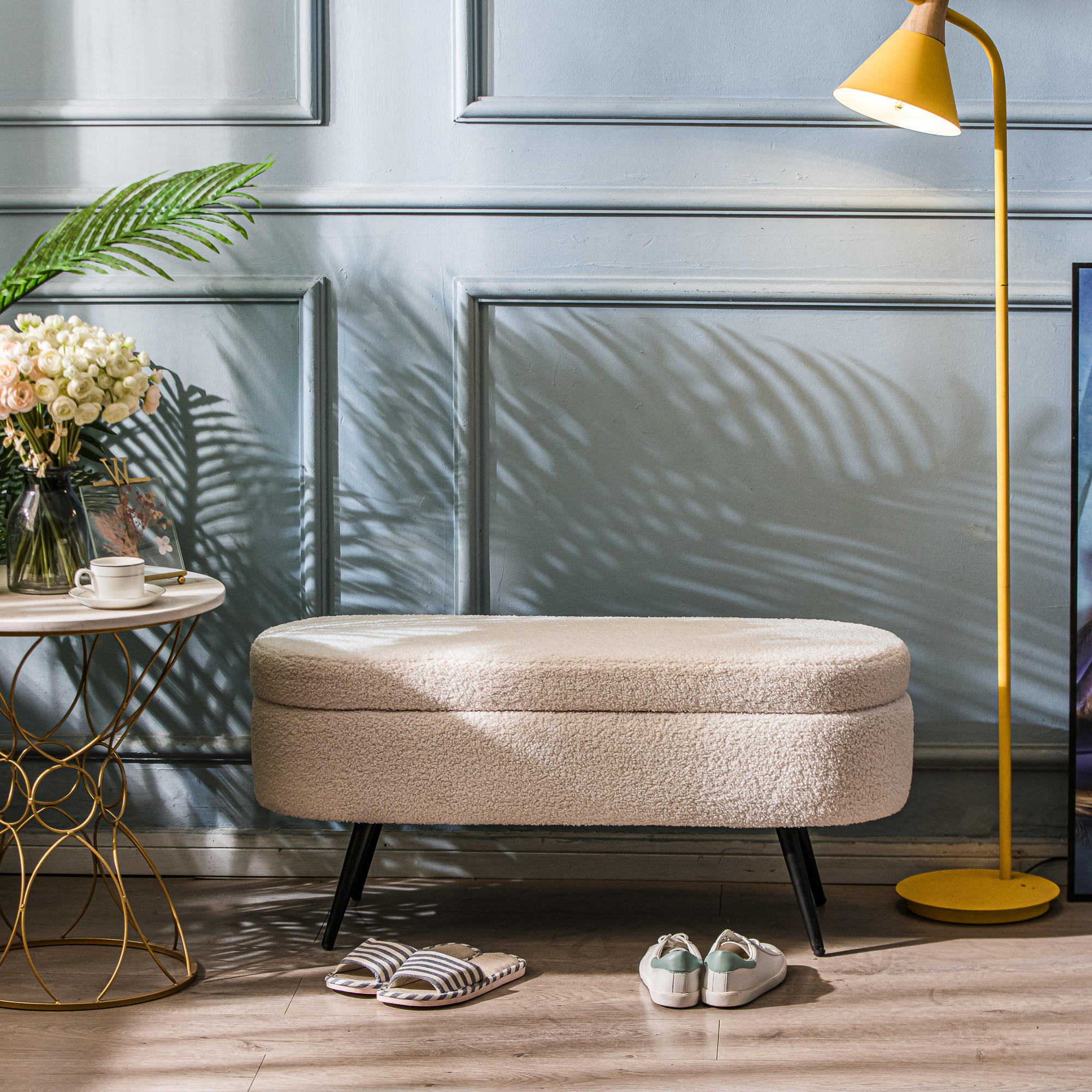 SITZBANK Wolle Weiß - Weiß, Textil (100/46/36cm) - Nordlys