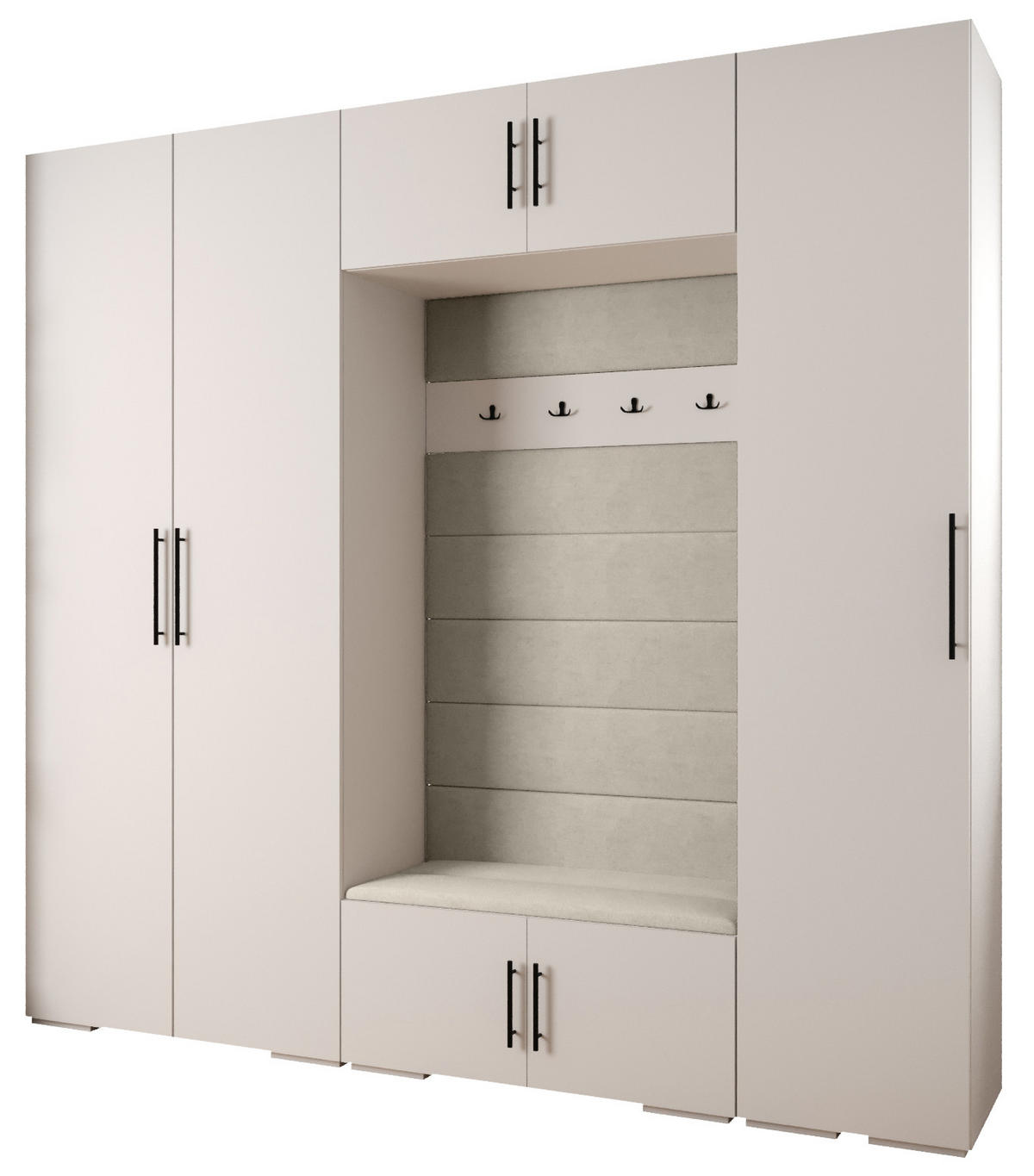 GARDEROBEN-SET 236,7/250/47 - Beige/Schwarz, Holz/Kunststoff (250/236.7/47cm) - Abiks Möbel