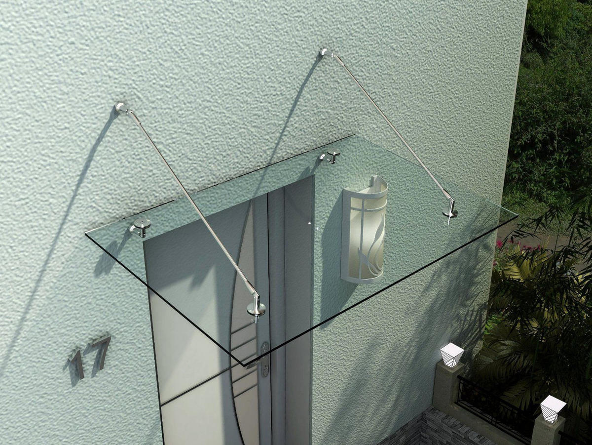 GLASVORDACH Edelstahl Gehärtetes Glas Transparent - Transparent, Metall (90/1/150cm) - HOMCOM