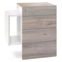 NACHTTISCH Queens Front in Eiche Nordic - Silbereichenfarben, Holzwerkstoff (60/63/36cm) - Vladon