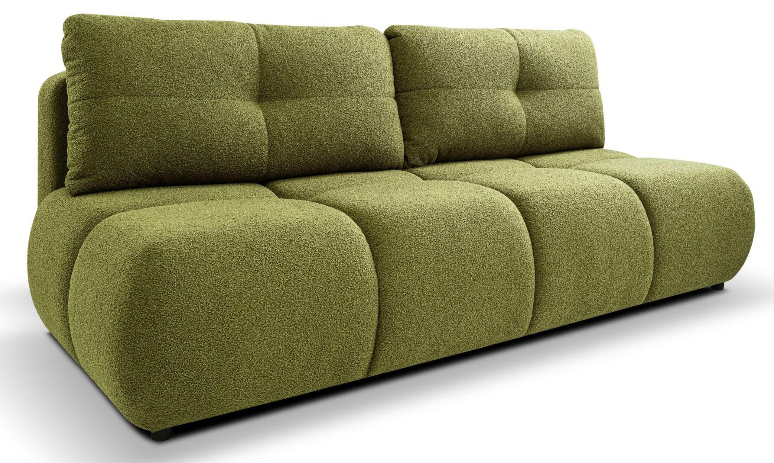 SCHLAFSOFA MILA, Sofa mit Schlaffunktion und Bettkasten, Farbe: Grün, Bouclé-Stoff - Grün, Textil (214/89/104cm) - Sepro Meble