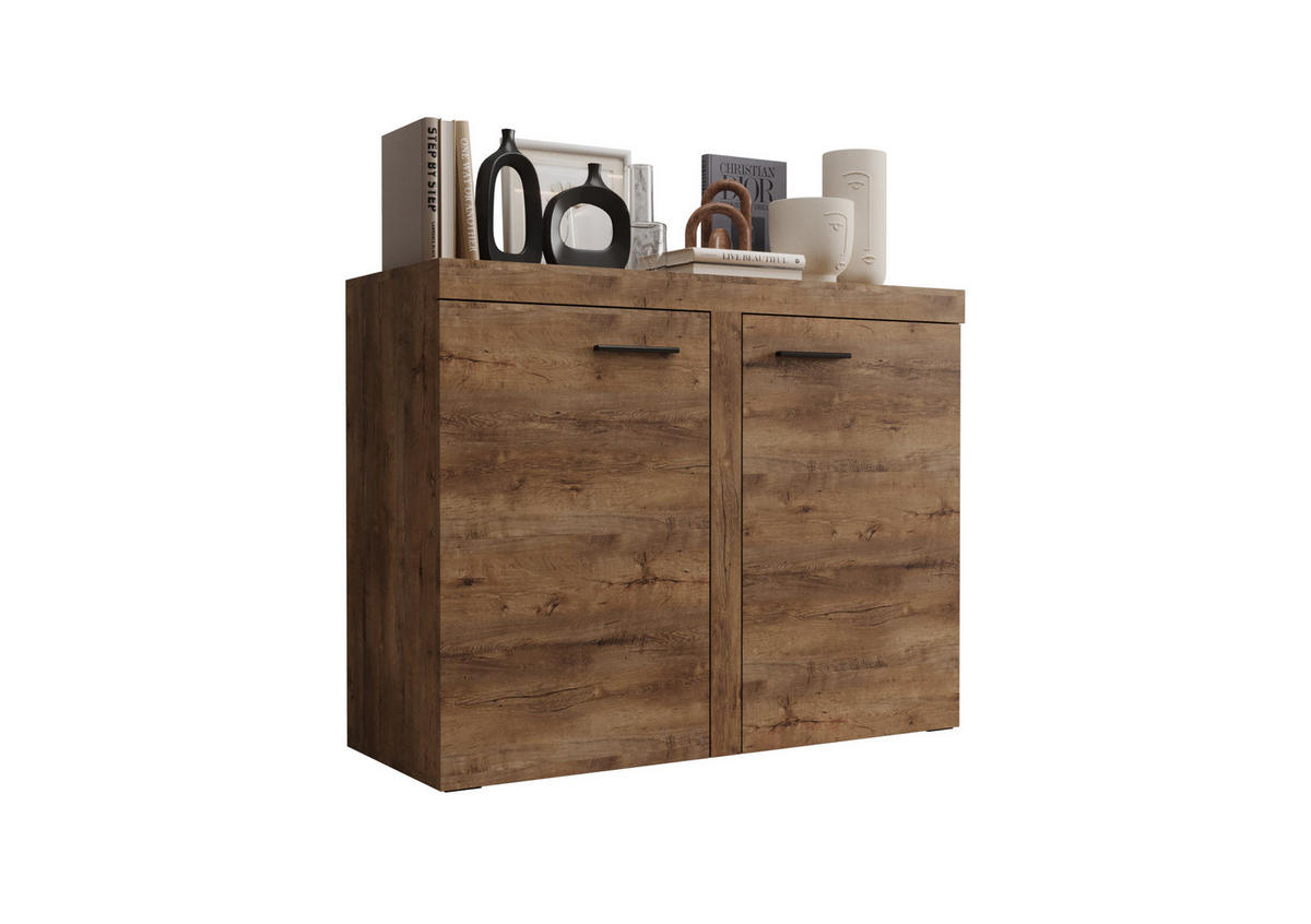 KOMMODE London LRXK 2D mit 2 Türen, Sideboard in Farbe: Weiß, Größe: 97 x 82 x 40 cm - Weiß, Holzwerkstoff (97/82/40cm) - O-Sofa