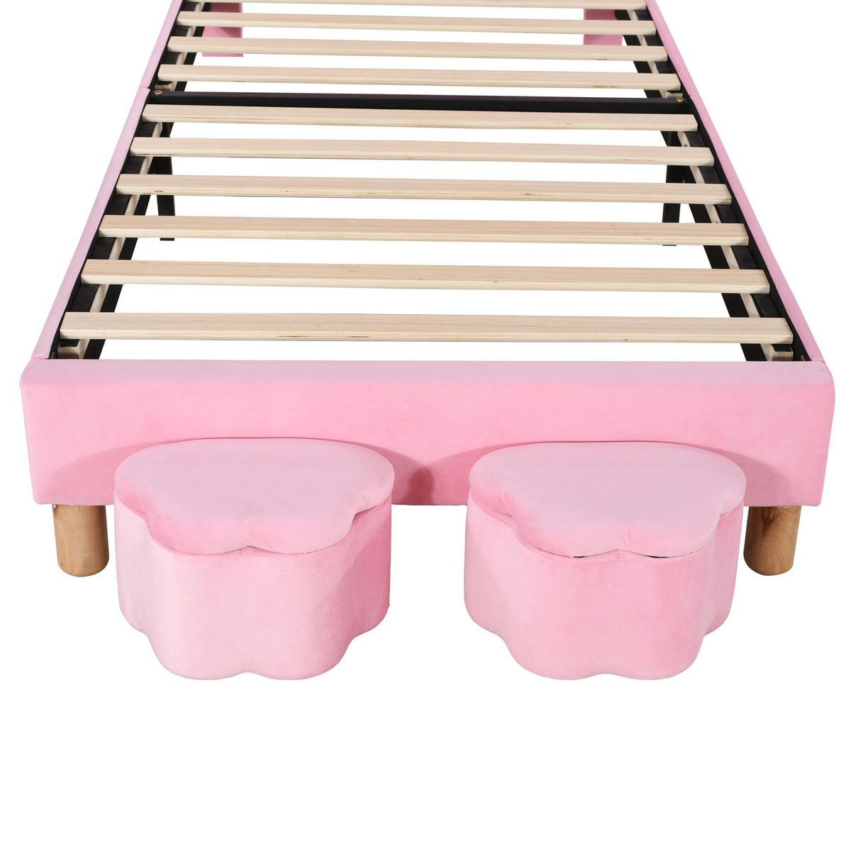 POLSTERBETT 90/200 cm Pink aus französischem Samt mit LED-Beleuchtung - Rosa, Textil (90/200cm) - OKMYHOME