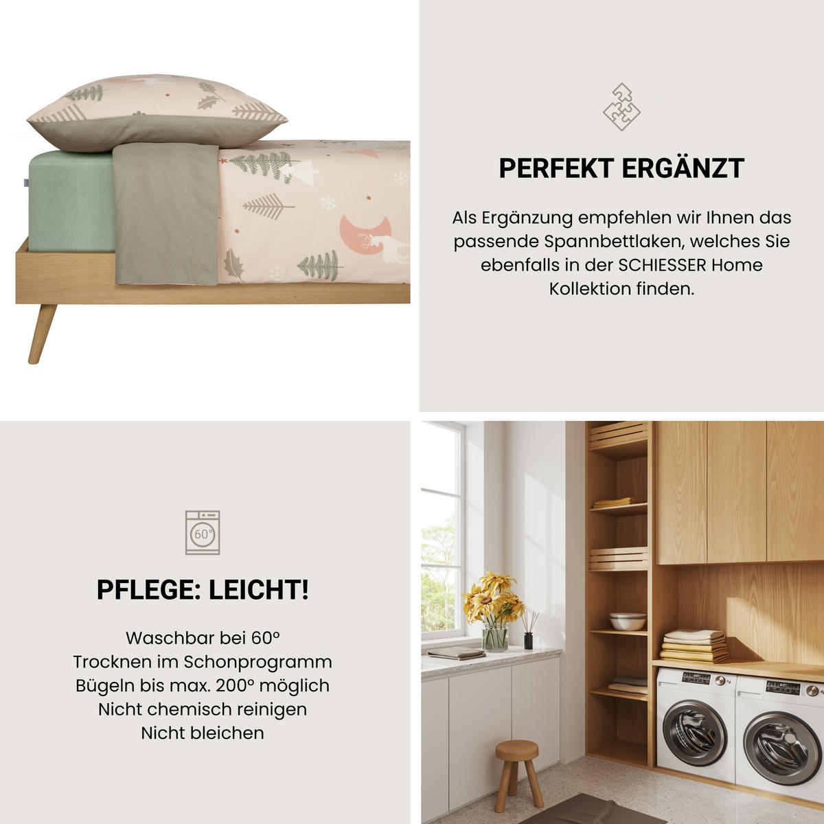 BETTWÄSCHESET Uma - Feinbiber - 2-teilig - 155 x 220 cm - Sand - Sandfarben, Textil (155/220cm) - SCHIESSER