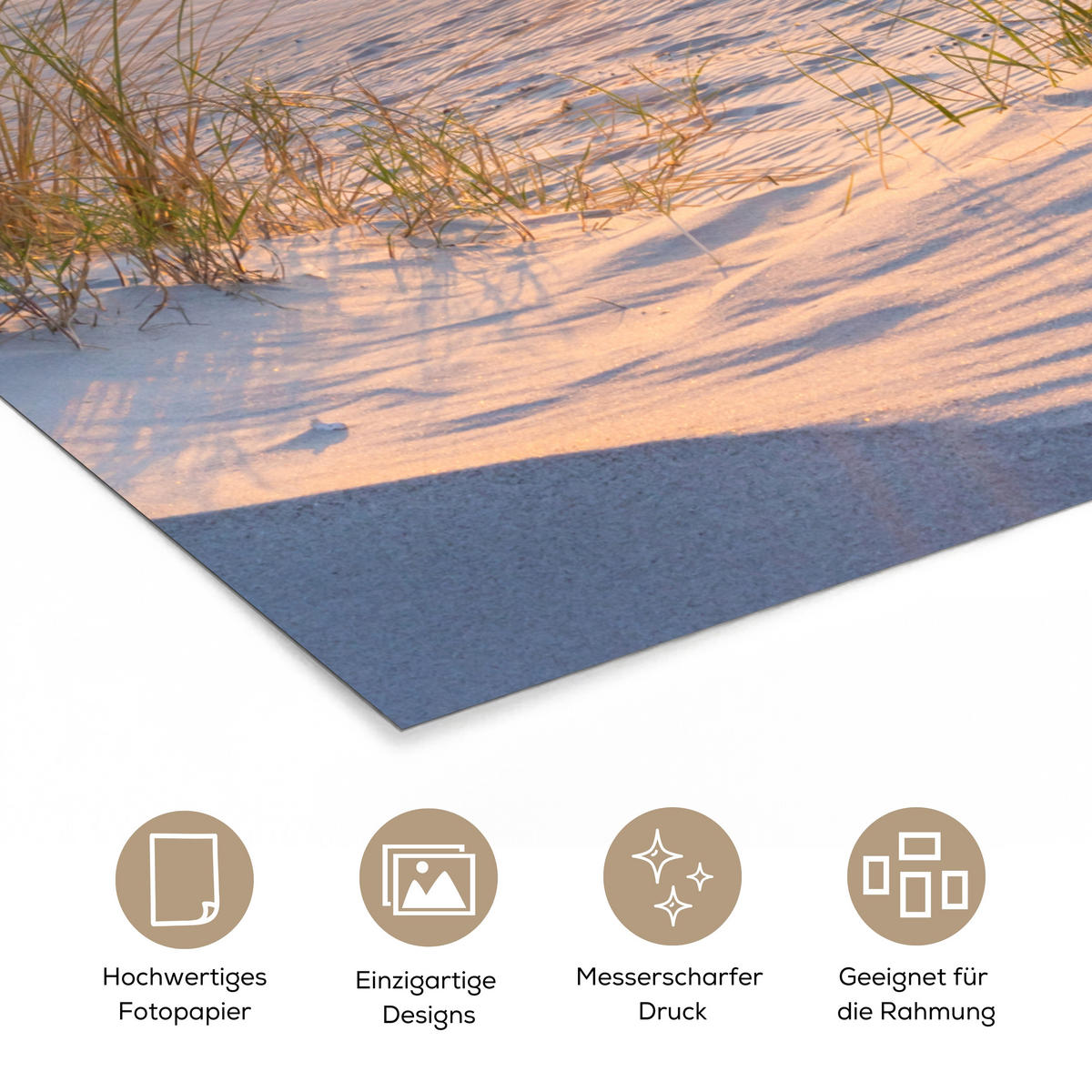 POSTER Strand - Sonne - Düne - Gras - Sand - Horizont 40x60 cm - Hellblau, Papier (40/60/0.1cm) - MuchoWow