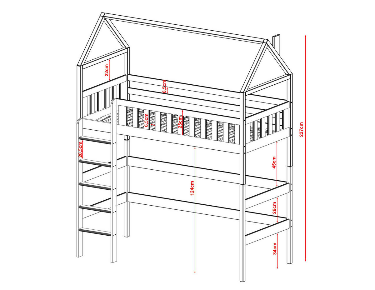 HAUSBETT WEIß - Weiß, Holz (90/200cm) - FURNLUX