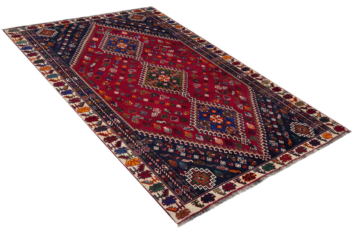 ORIENTTEPPICH handgeknüpft Gashgai Rot, Blau 261/165 cm Schurwolle - Blau/Rot, Textil (165/261cm) - Looma