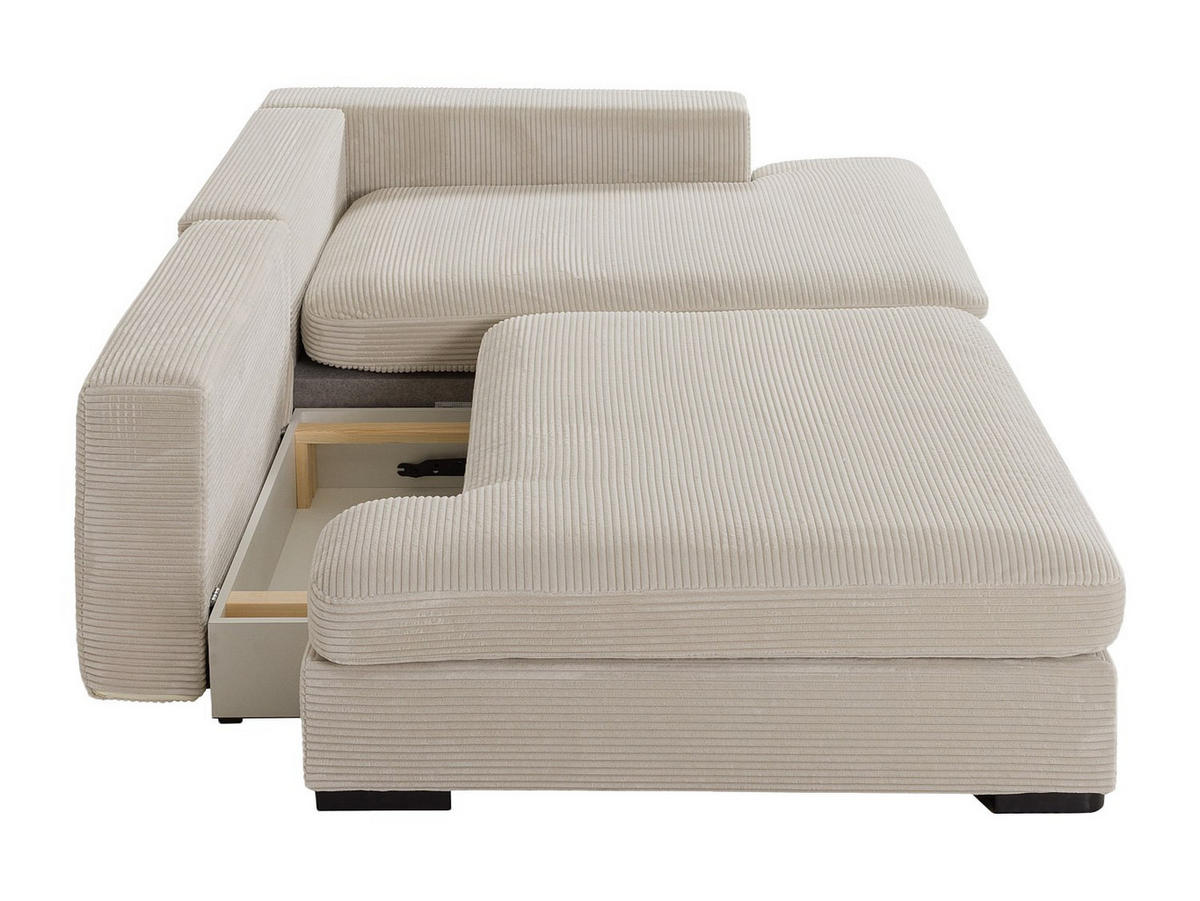 SCHLAFSOFA - 4 Personen-Sitzer - Samt - Beige - - Beige, Textil (223/80/158cm) - Vente-Unique
