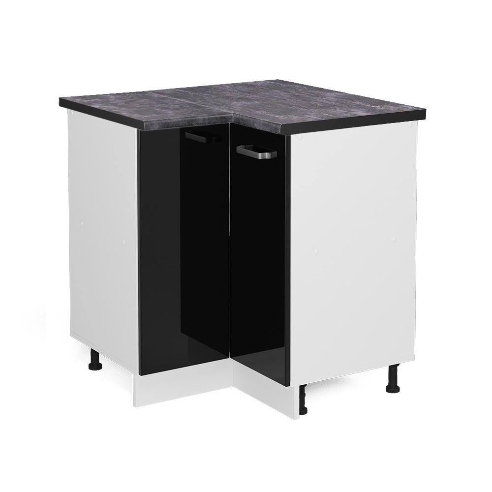 ECKUNTERSCHRANK R-Line Schwarz Hochglanz 75.6 cm, AP Anthrazit - Schwarz Hochglanz/Schwarz, Holzwerkstoff (75.6/81.6/60cm) - Vicco