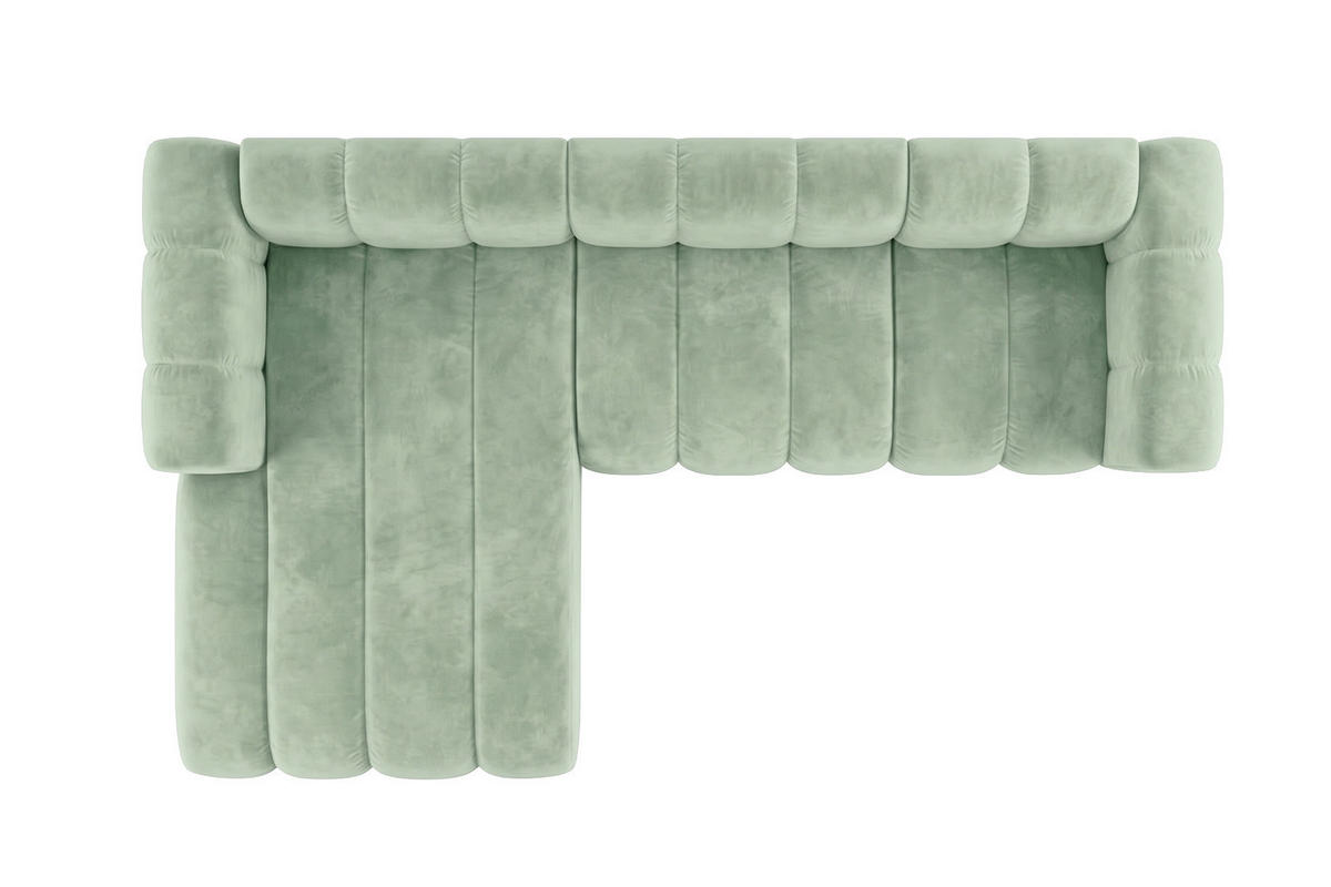 ECKSOFA Modulares In L-Form, Velvet-Stoff Riviera, Mintz, Links, GRAND 287 cm - Mintgrün, Holz (287/179cm) - Kaiser Möbel